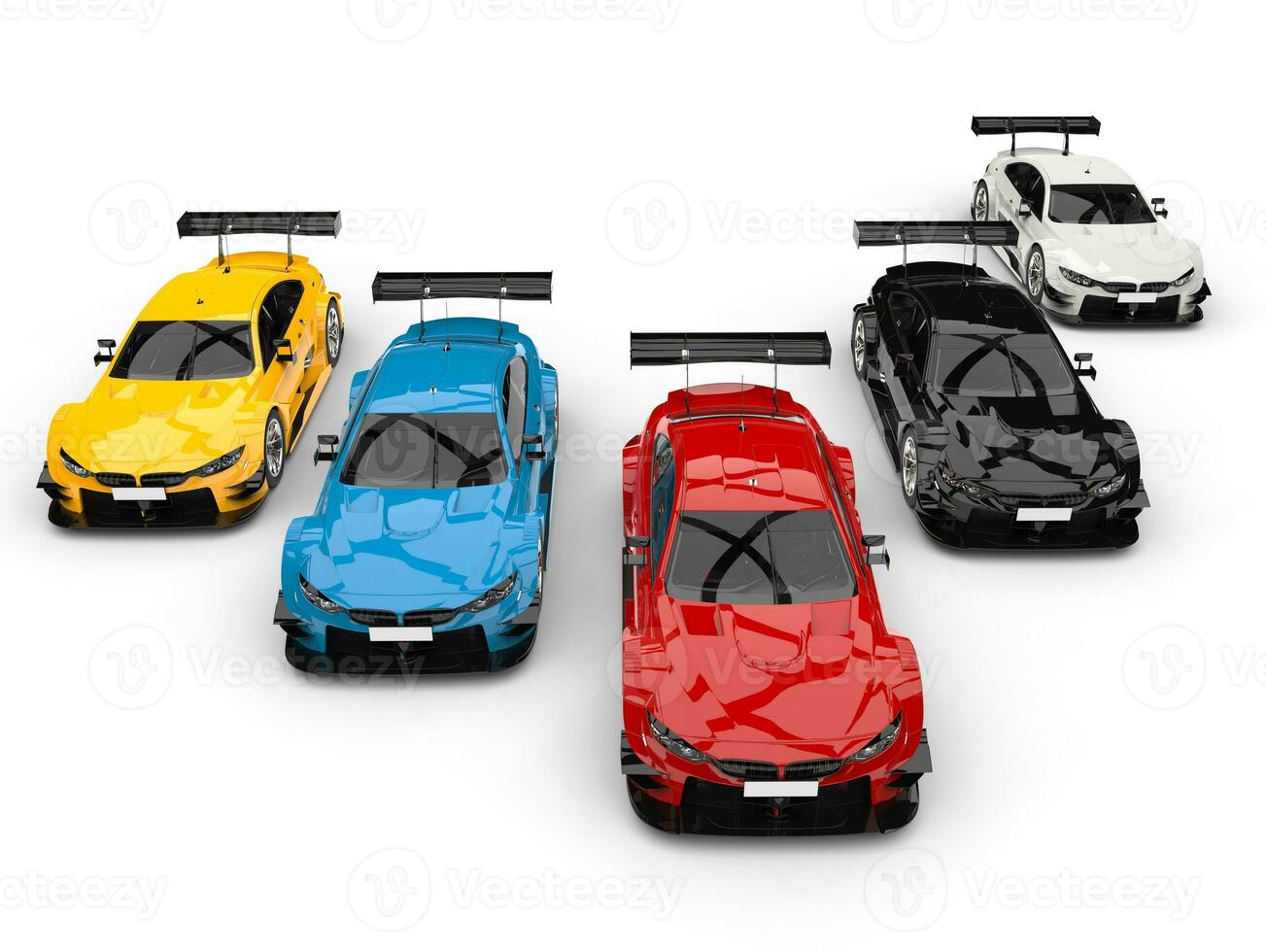 Colorful modern super race cars - top down view photo