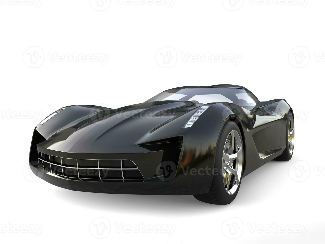 New black modern concept sports car - front view closeup shot photo