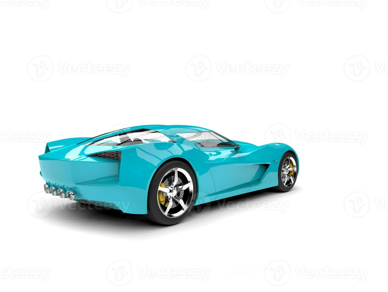 Modern cyan blue concept sports car - rear view photo
