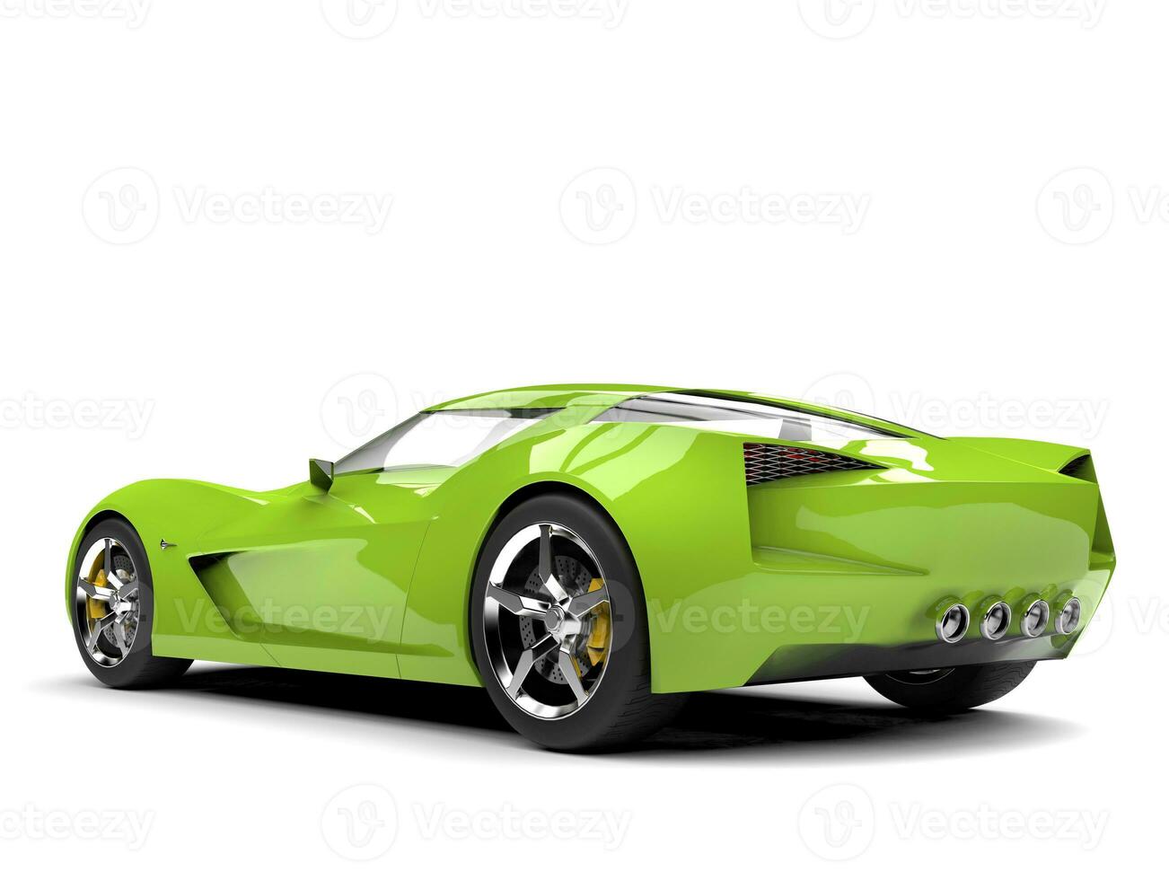 Mad green super sports concept car - rear view photo