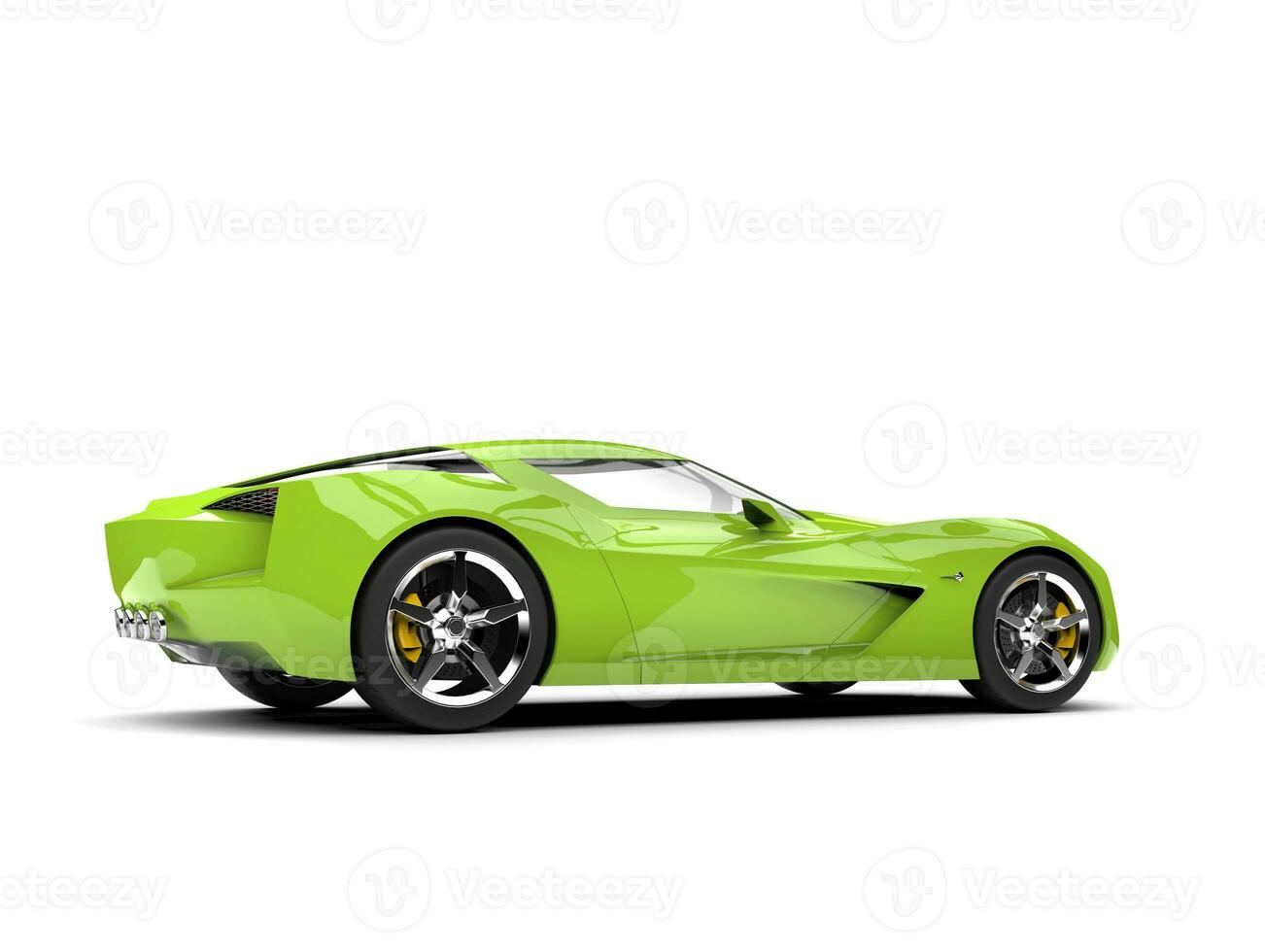 Mad green super sports concept car - rear side view photo