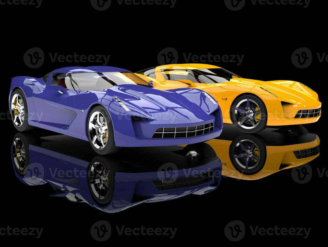 Sun yellow and crazy purple modern super sports concept cars photo