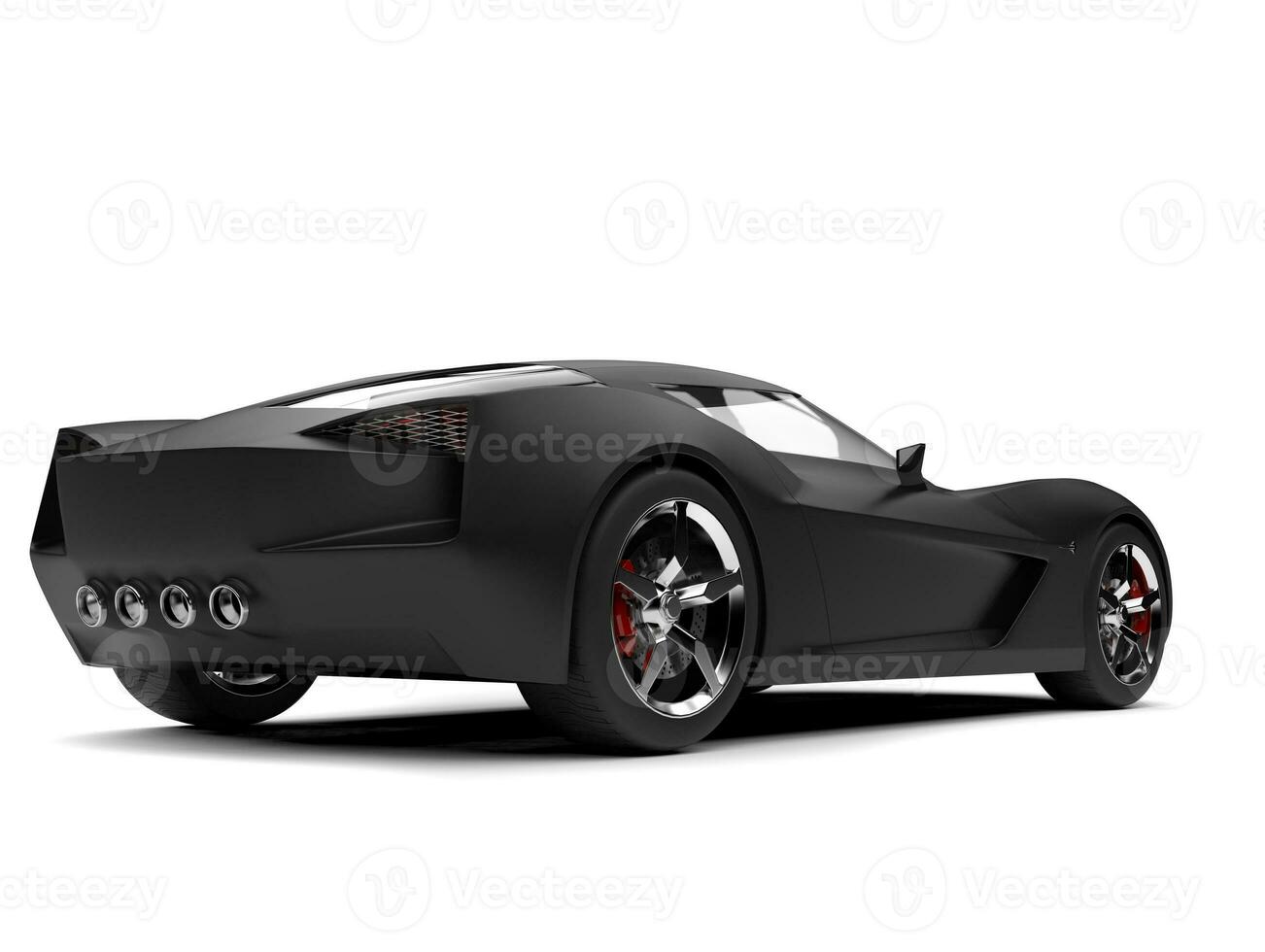 Matte black modern super sports concept car - rear view photo
