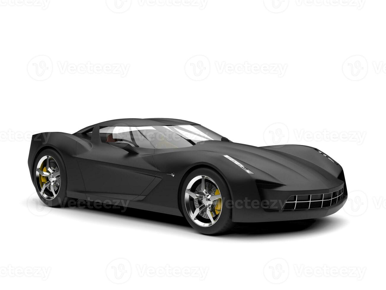 Matte black modern super sports concept car - beauty shot photo