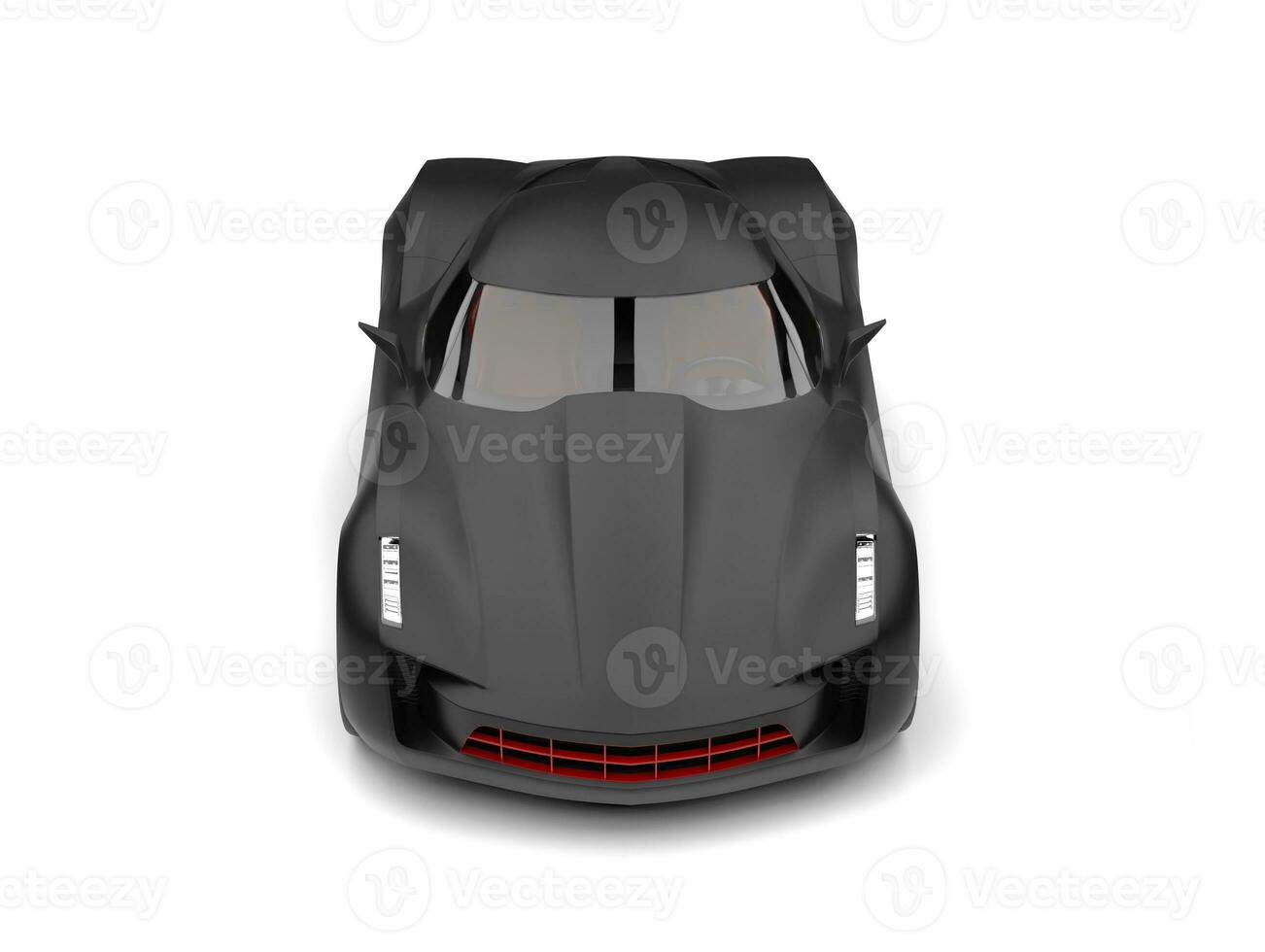 Matte black super sports concept car with red details - top down view photo