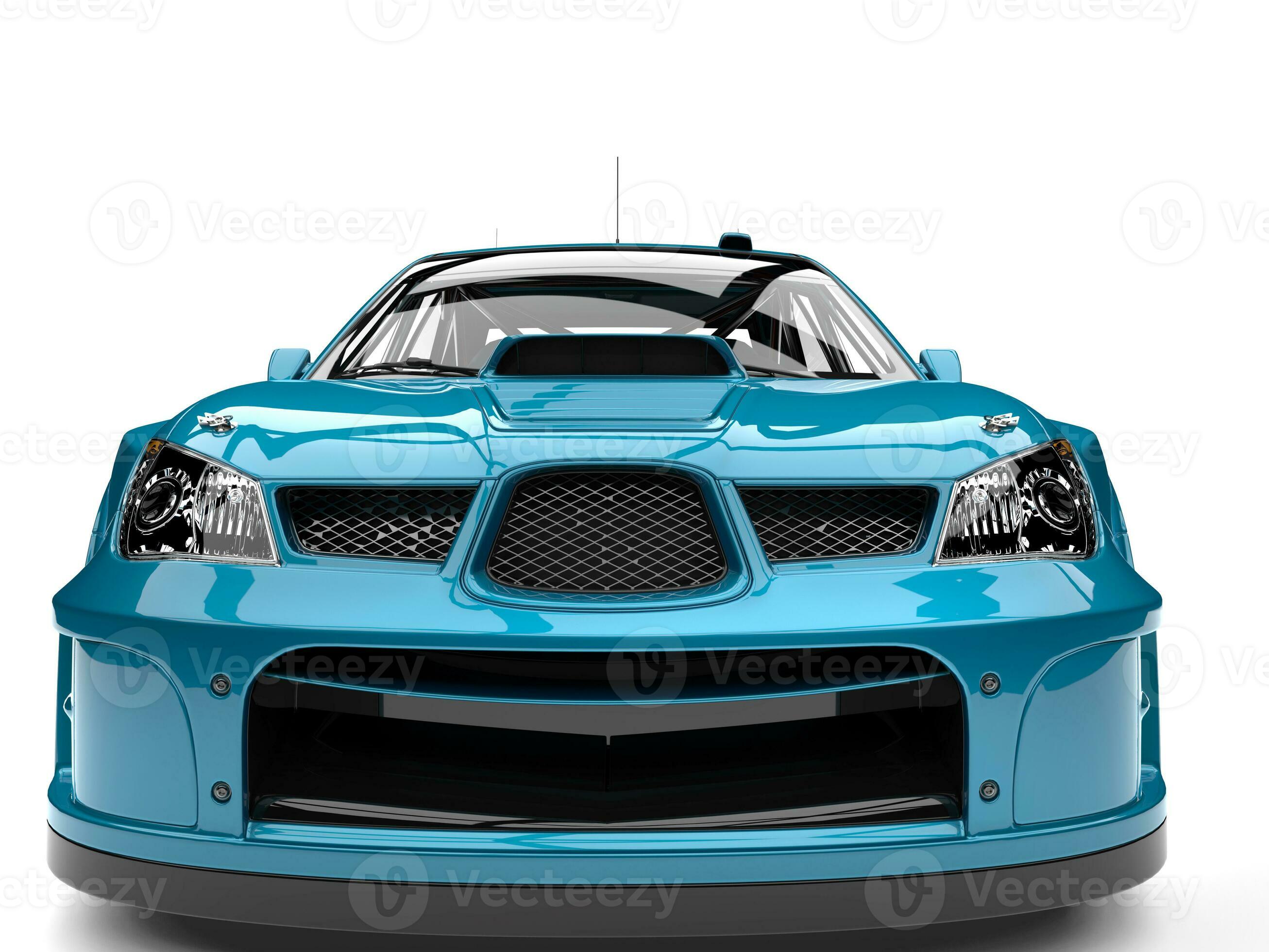 Bondi blue modern touring race car front view closeup shot 31197199