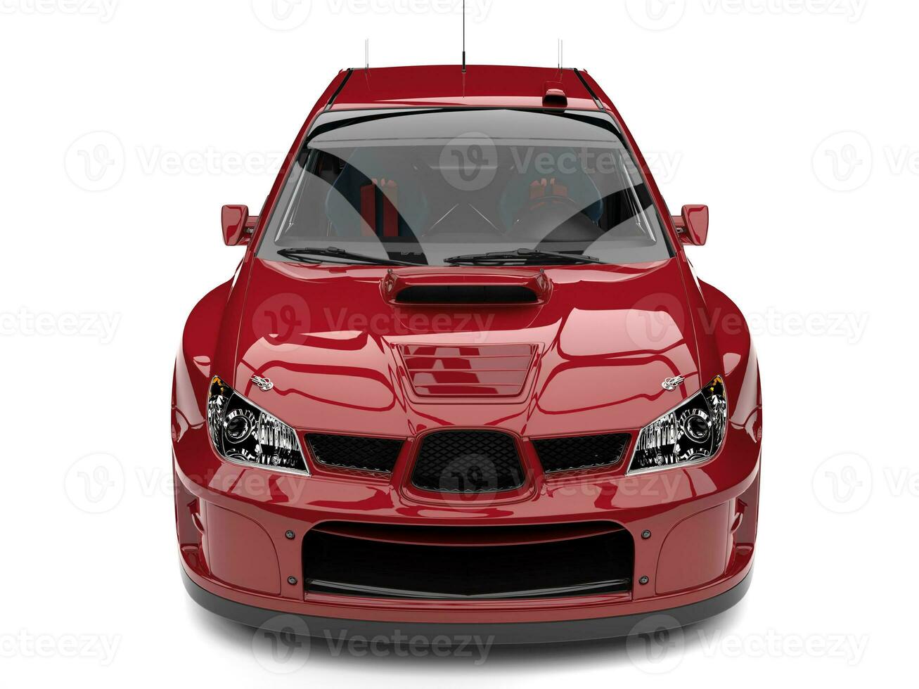 Crimson red modern GT race car - front view photo