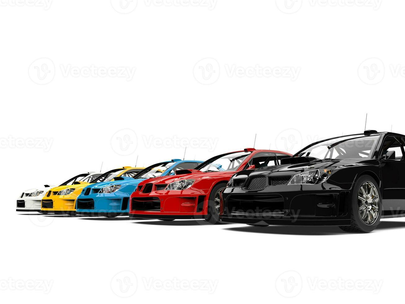 Beautiful modern touring race cars in a line photo