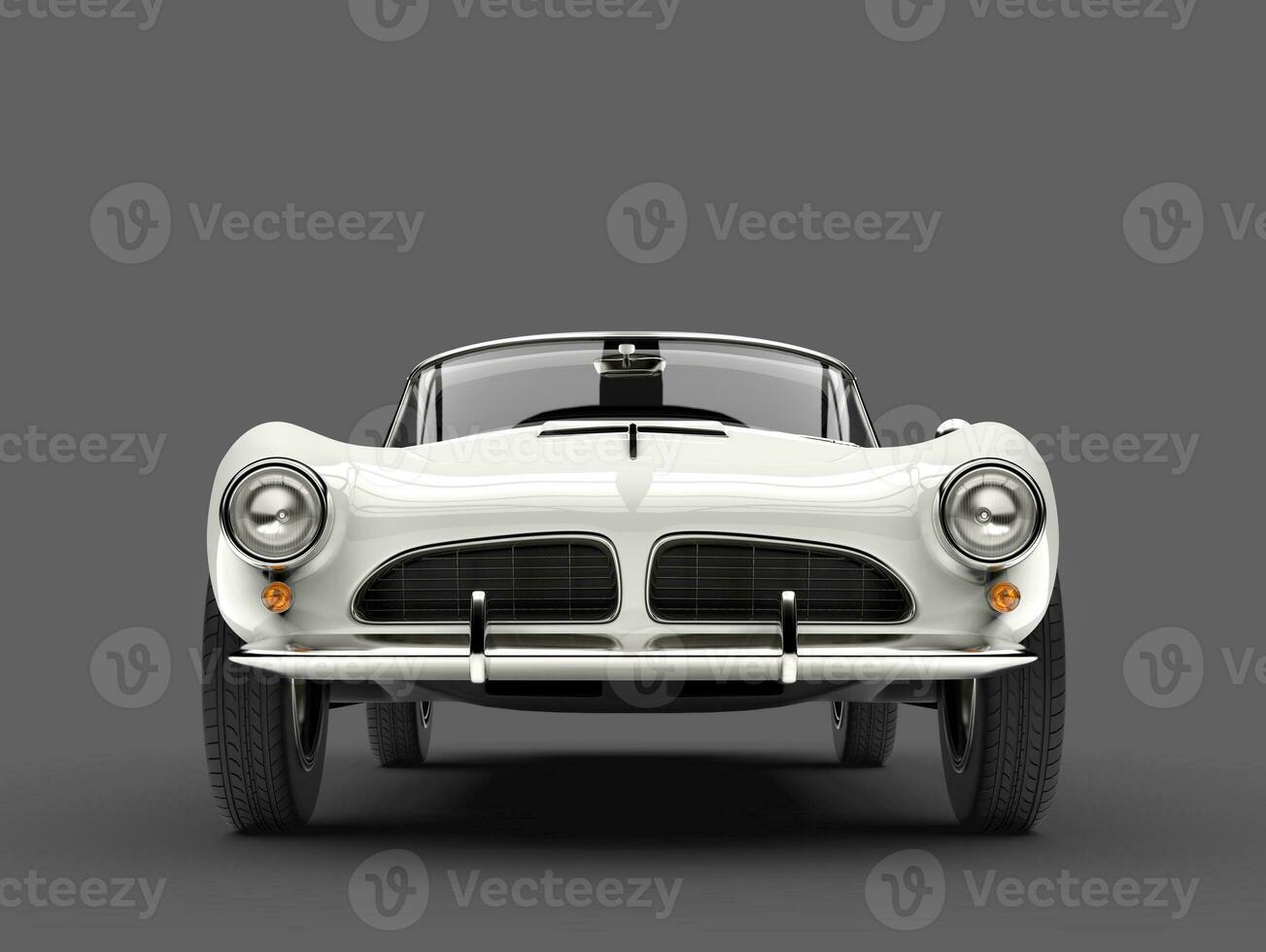 Beautiful white vintage sports car - front view photo