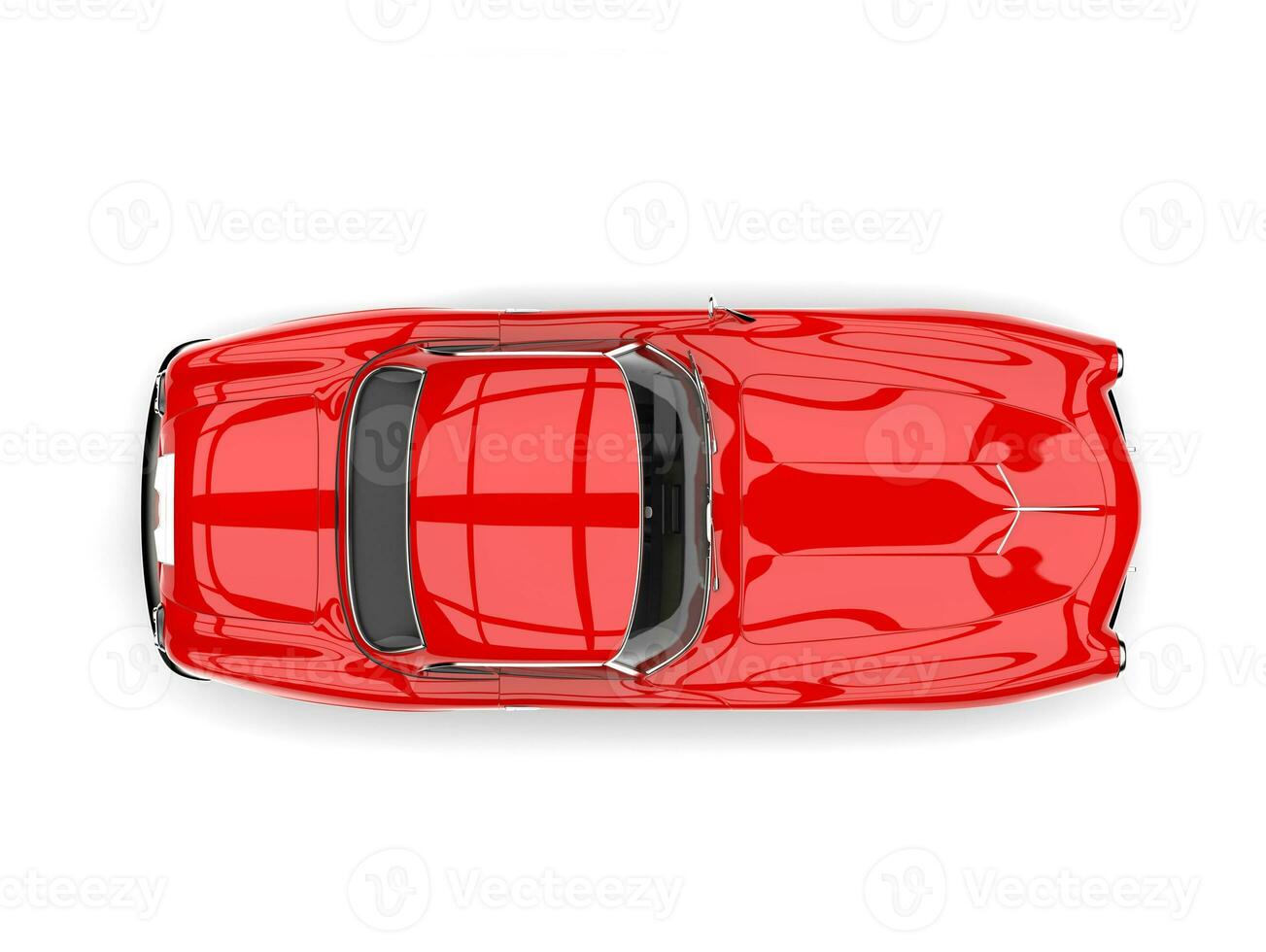 Fire red vintage sports car - top down view photo