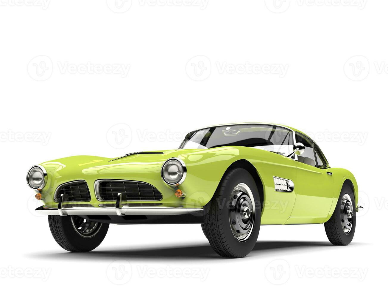 Poison green vintage sports race car - low angle shot photo