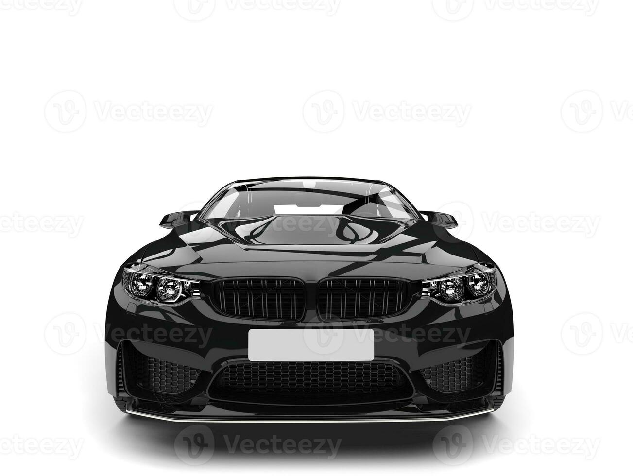 Charcoal black modern sports car - front view photo