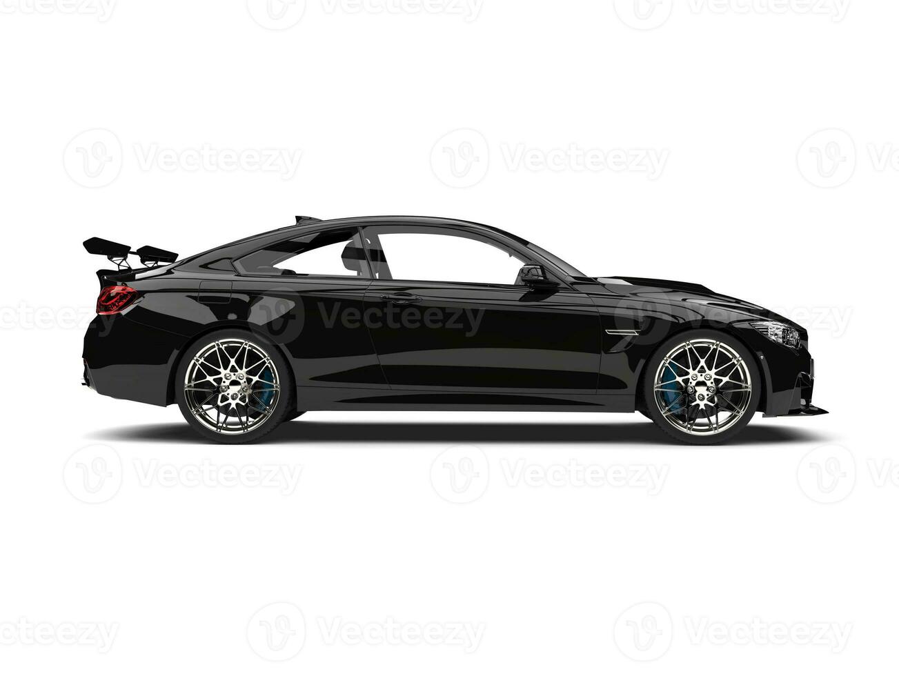 Charcoal black modern sports car - side view photo