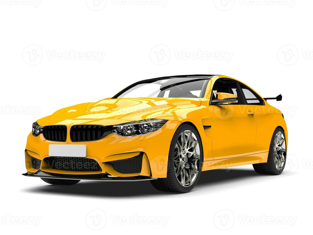 Cyber Yellow modern sports race car - beauty shot photo