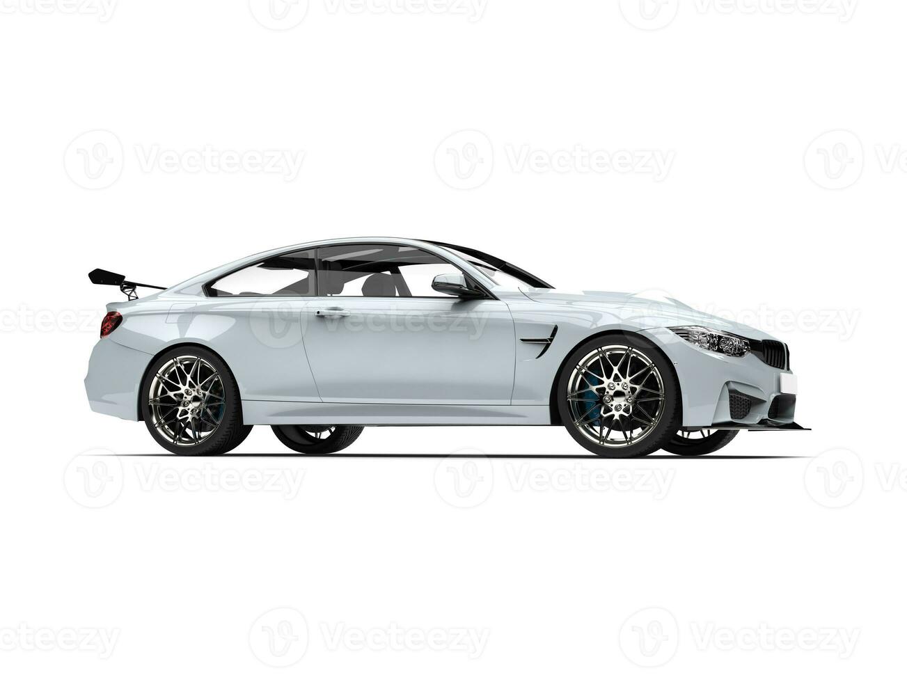 Striking white modern luxury sports car - low angle side shot photo