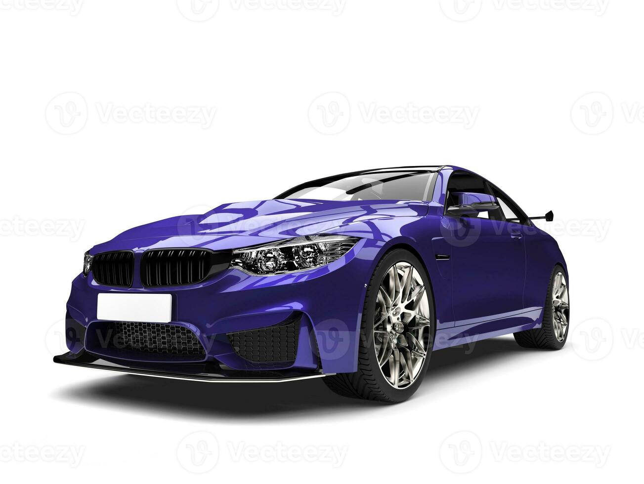 Deep violet modern super sports car - front view closeup shot photo