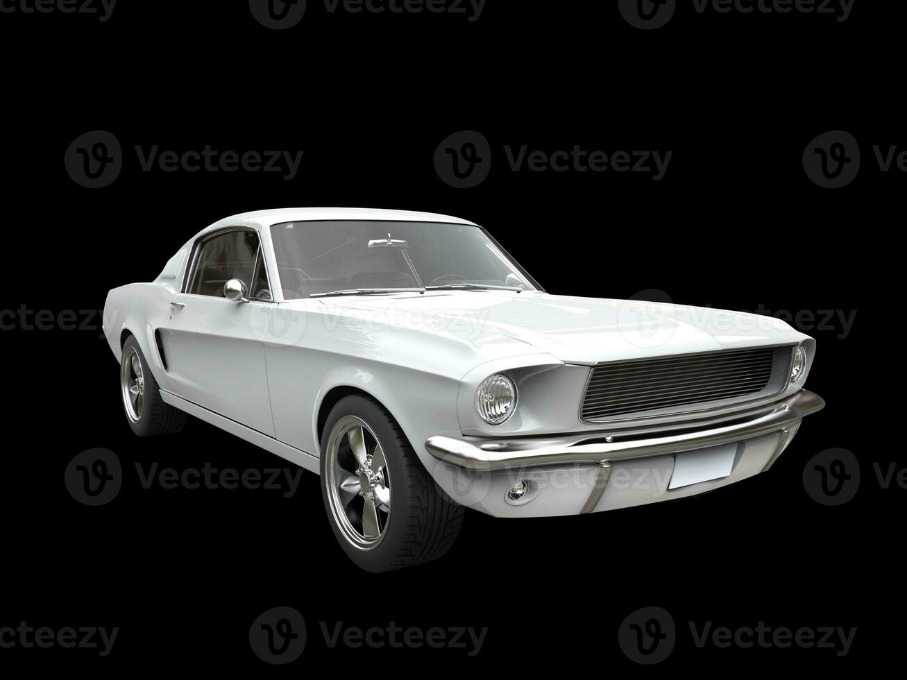 Clear white vintage American muscle car photo