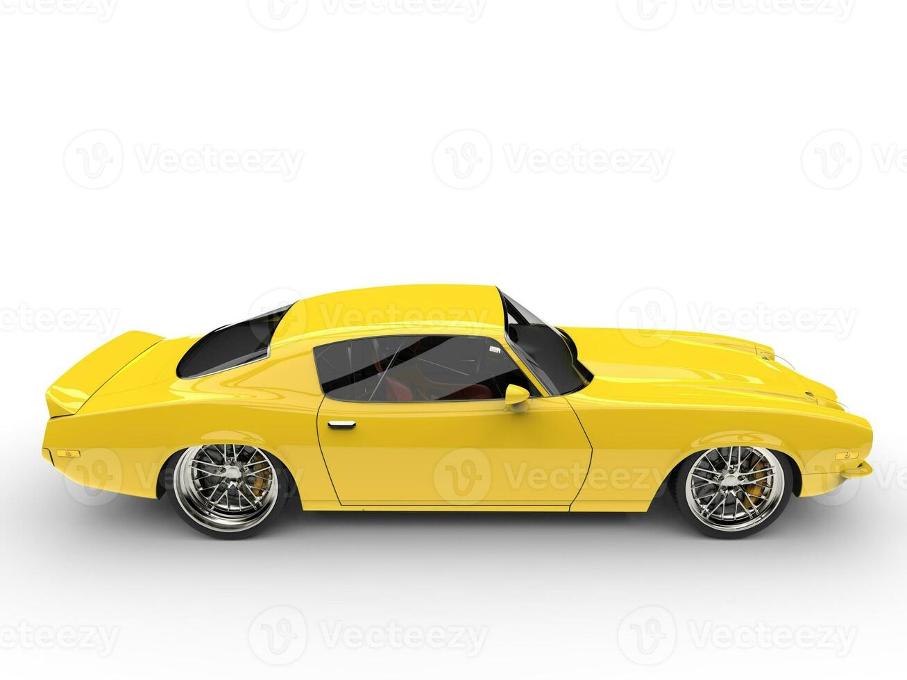 Daffodil yellow vintage American car - side view photo