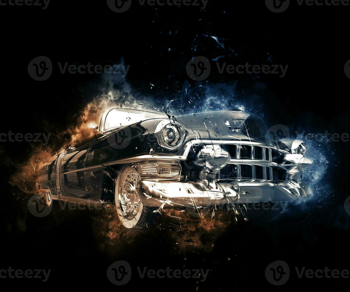 Old school black muscle car - abstract illustration photo