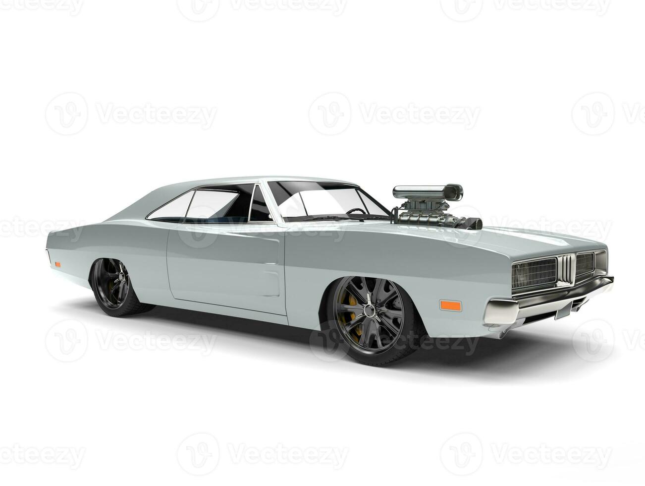Light silver American vintage muscle car - beauty shot photo