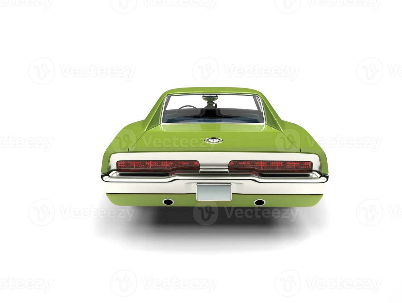 Bright green vintage American muscle car - back view photo