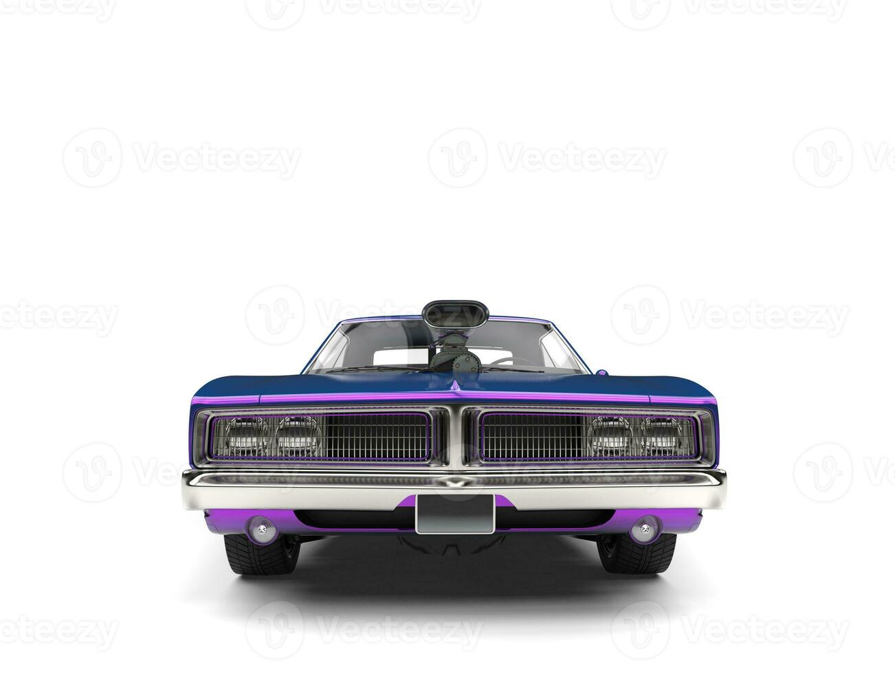Crazy purple vintage muscle car - front view photo