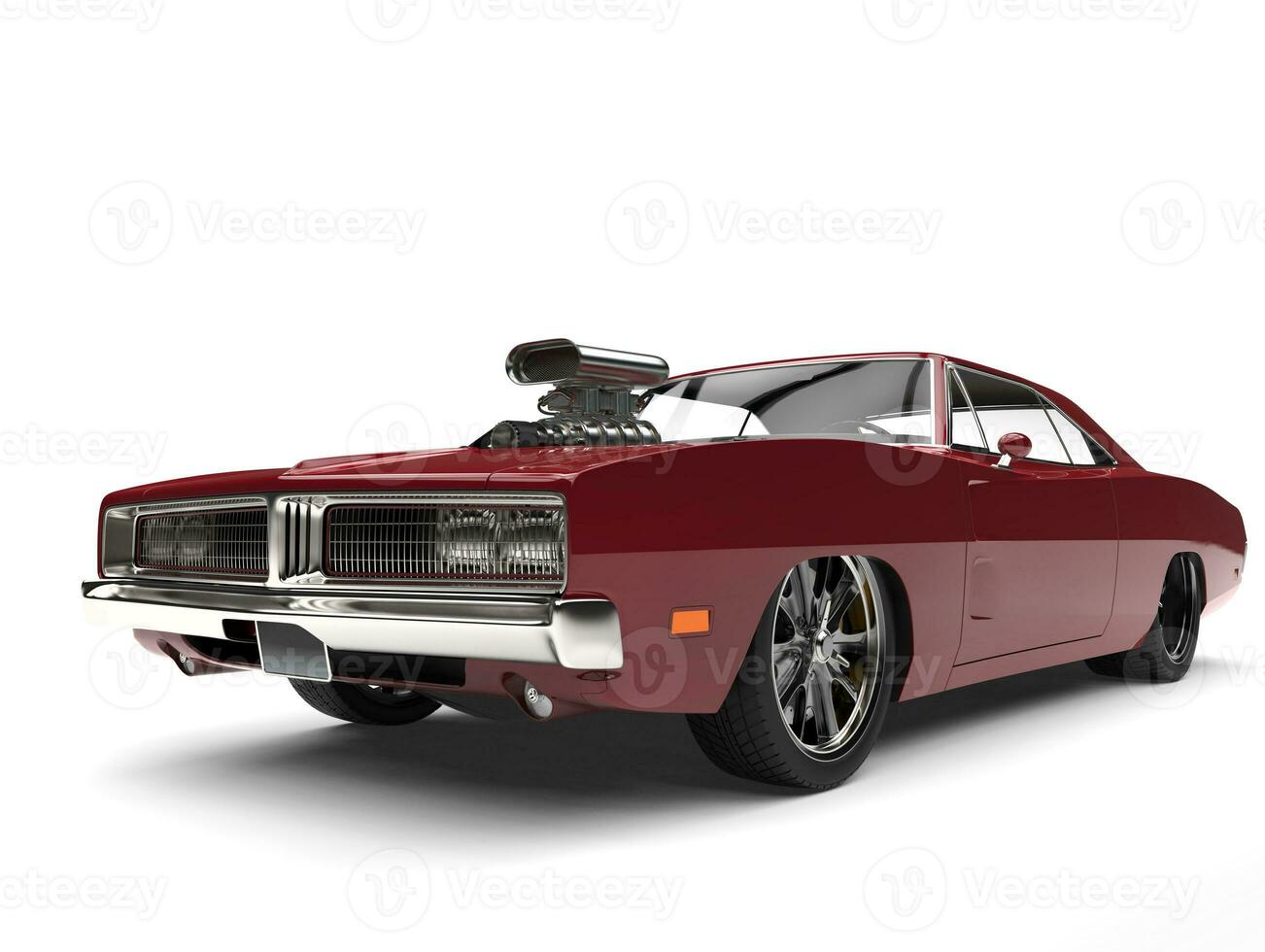 Burgundy vintage American muscle car photo