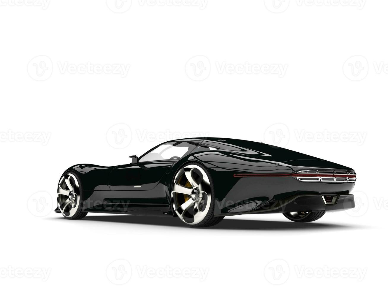 Jet black modern super sports car - tail view photo