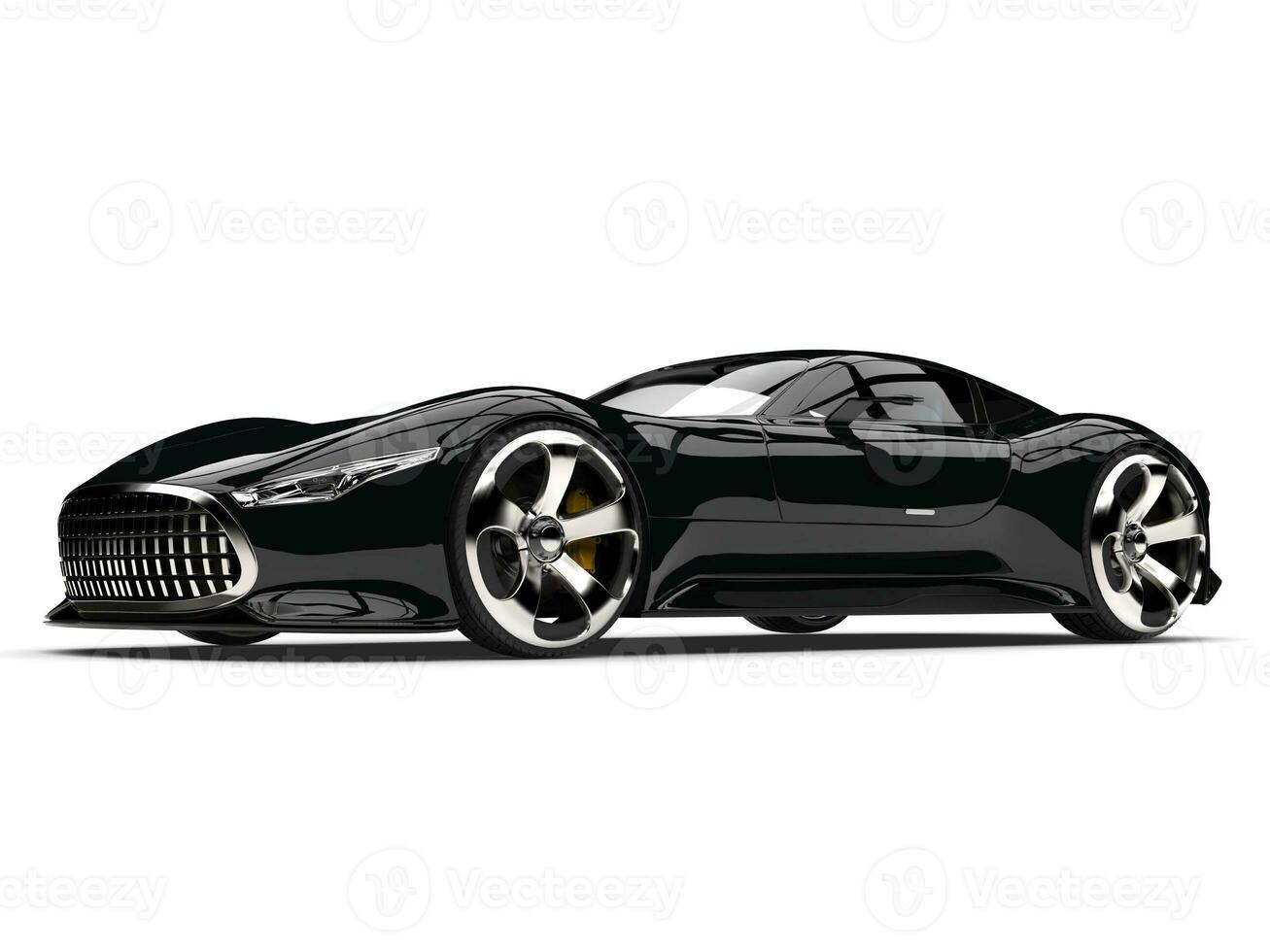 Midnight jet black modern super sports car - beauty shot photo