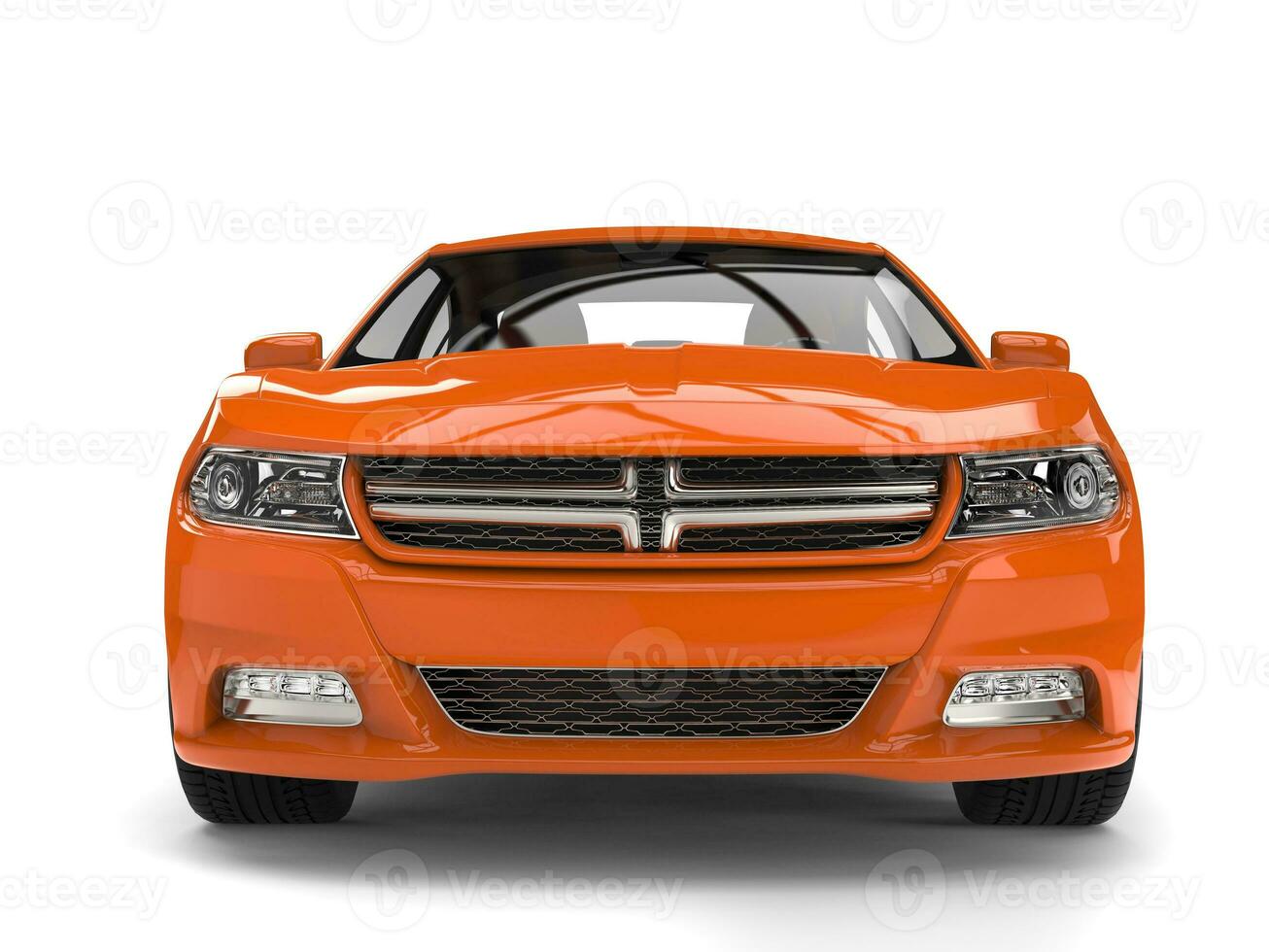 Coral orange modern fast city car photo