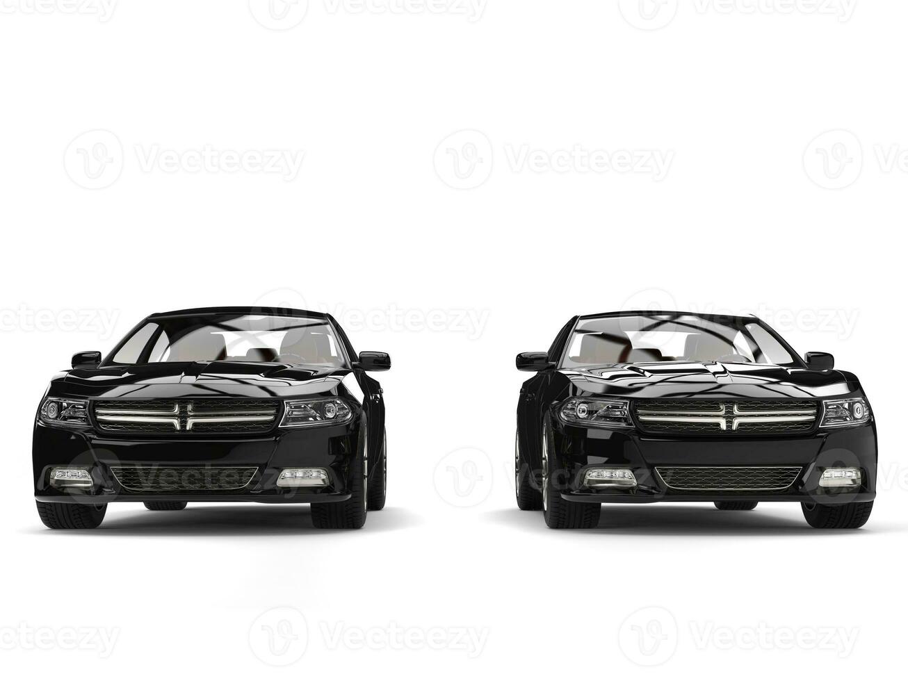 Two modern black fast cars - side by side photo