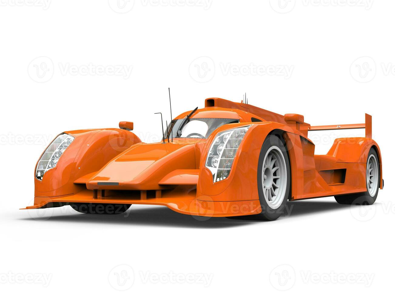 Coral orange modern super race car - closeup beauty shot photo