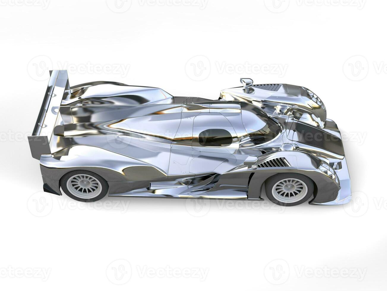 Super silver race car - top down side view photo