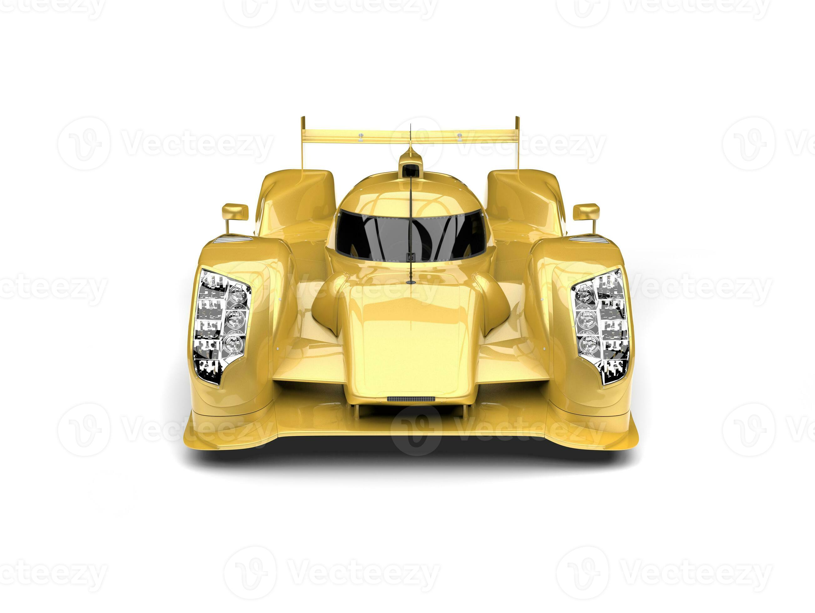 Golden yellow modern super race car front view 31197806 Stock Photo
