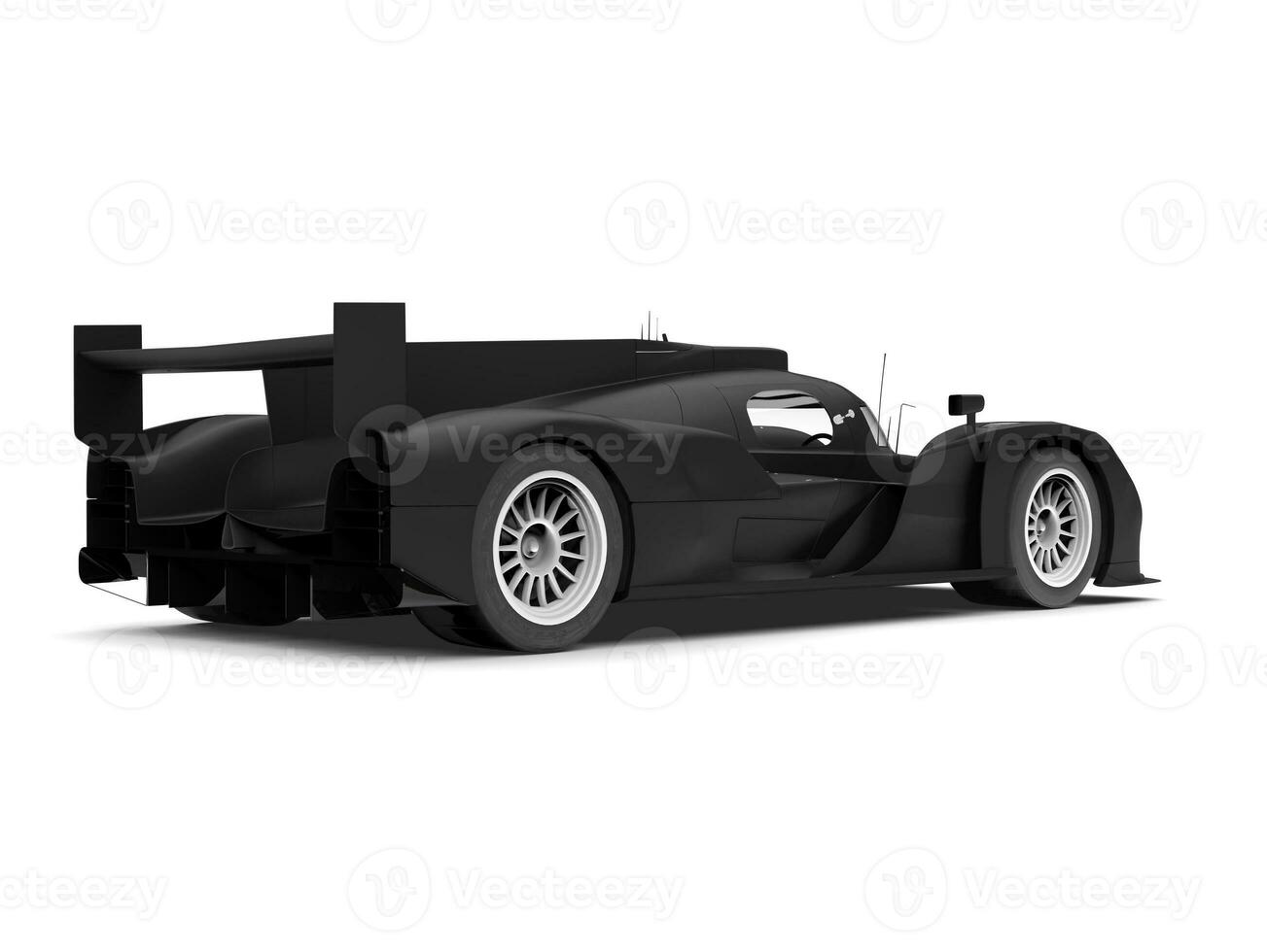 Matte black modern super race car - tail view photo