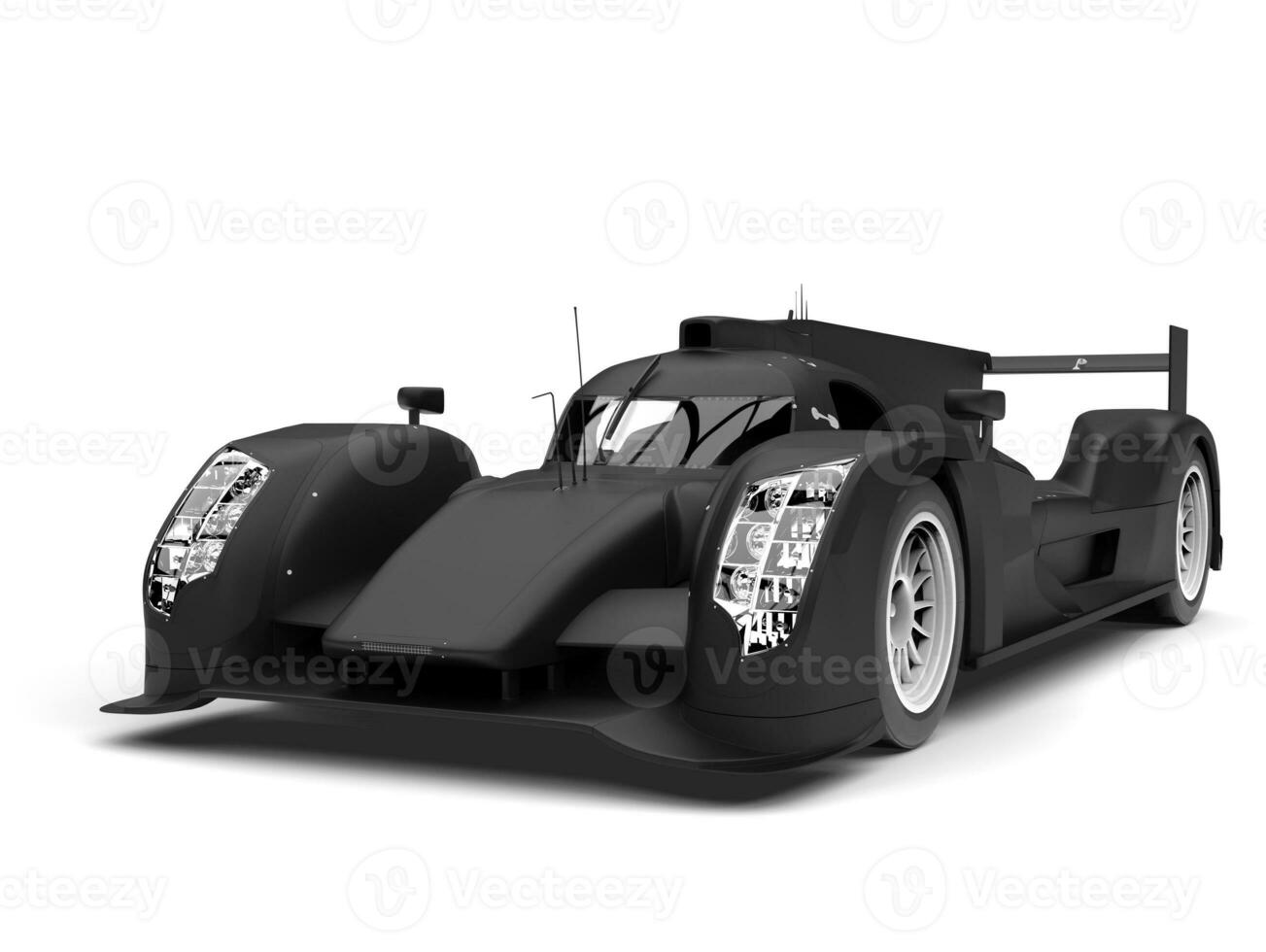 Matte black modern super race car - closeup shot photo