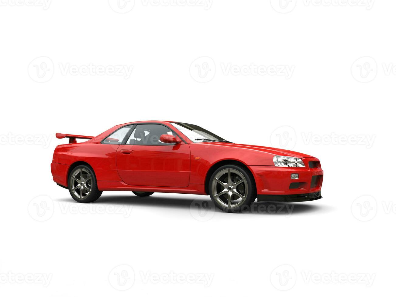Modern scarlet red sporty urban city car - beauty shot photo