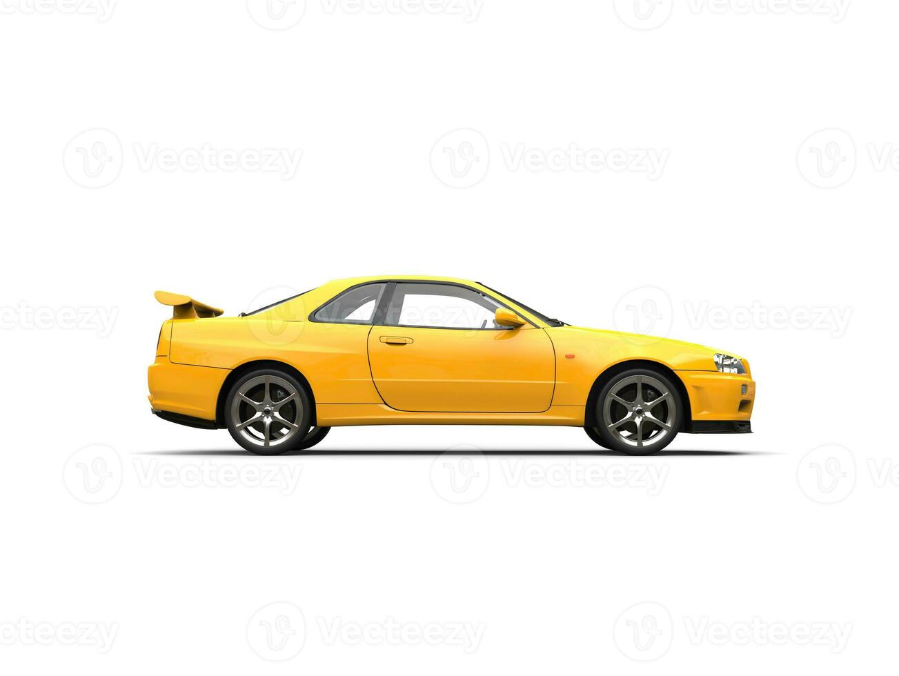 Bright yellow modern urban sports car - side view photo