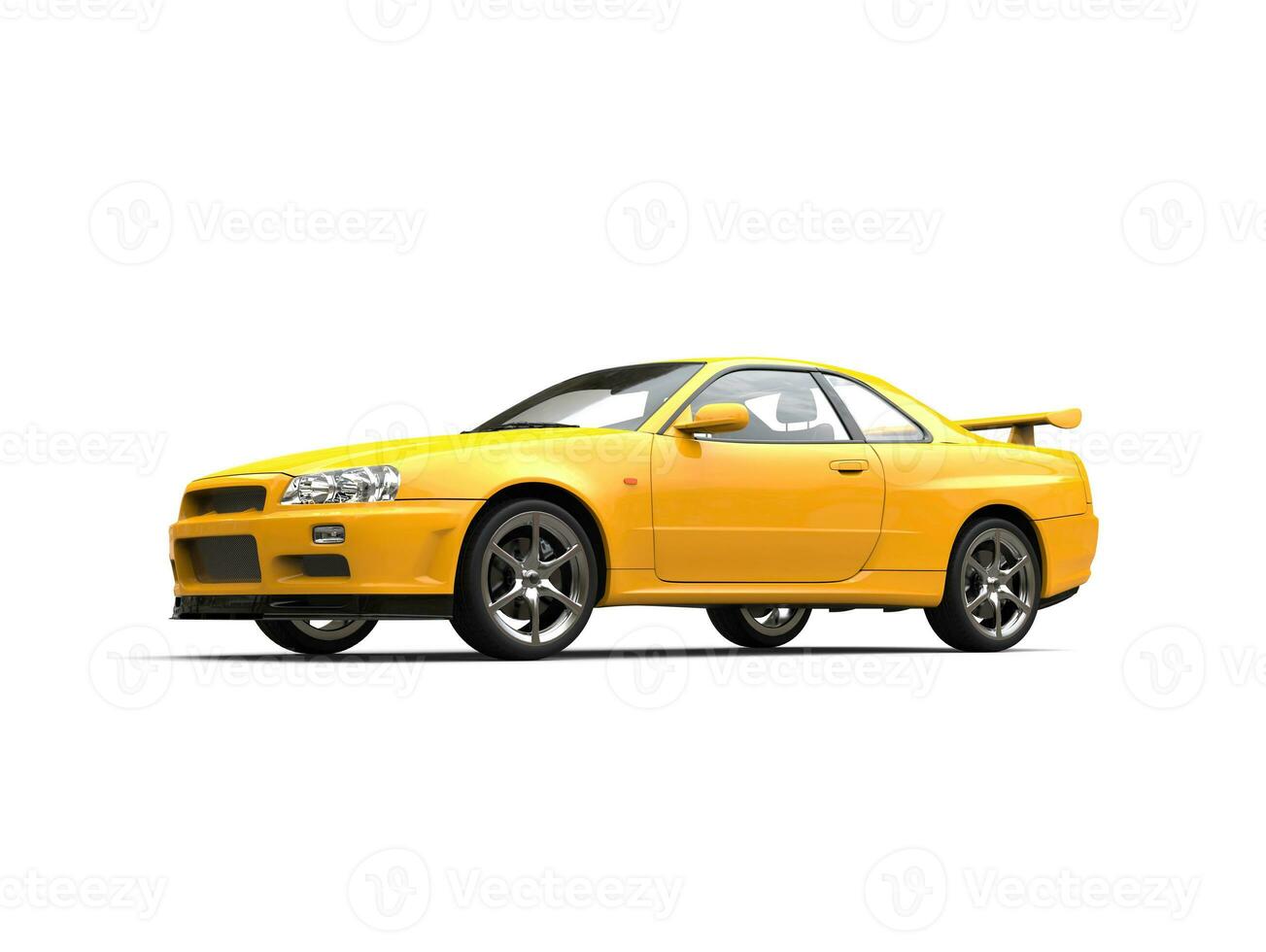 Bright yellow modern urban sports car - beauty shot photo