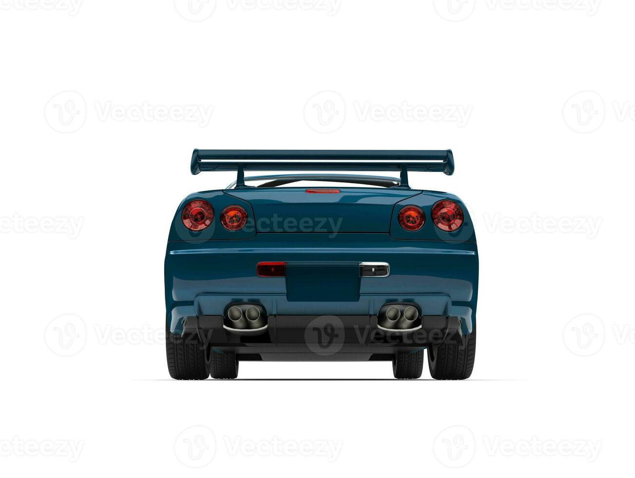 Dark coral blue urban sports car - back view photo