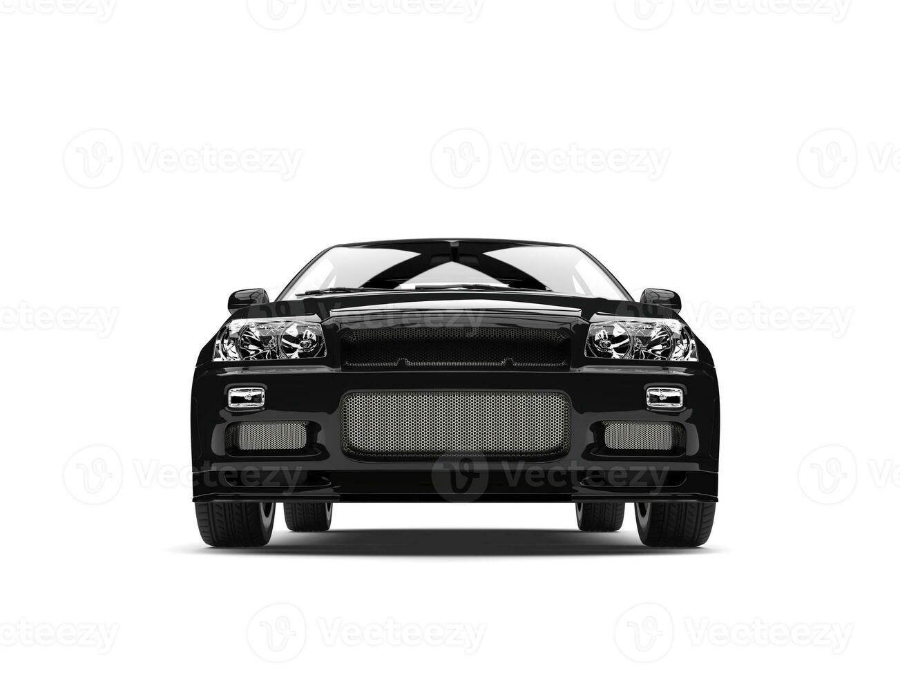Pitch black urban sports car - front view photo