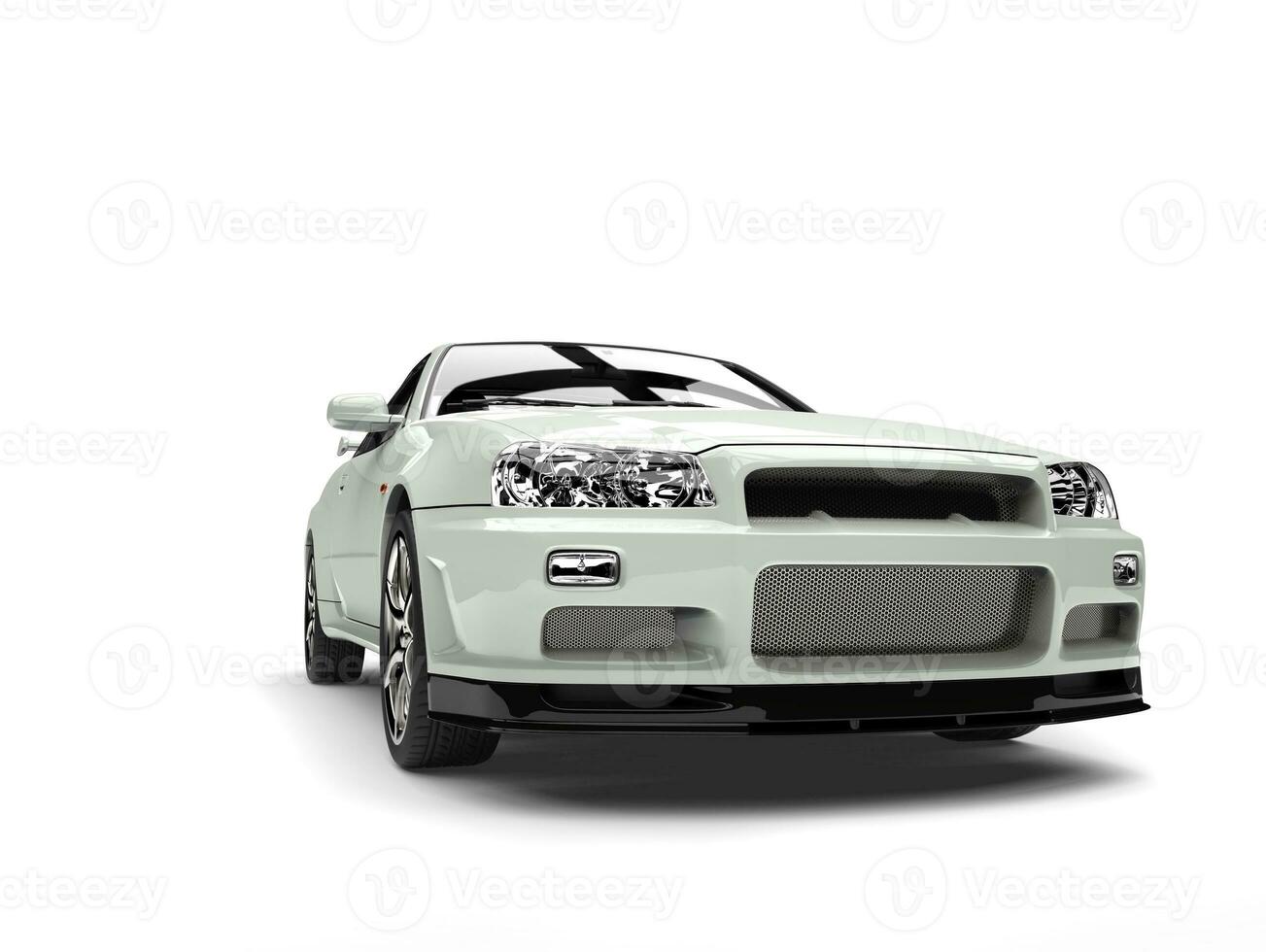 Milk white urban sports car - closeup shot photo
