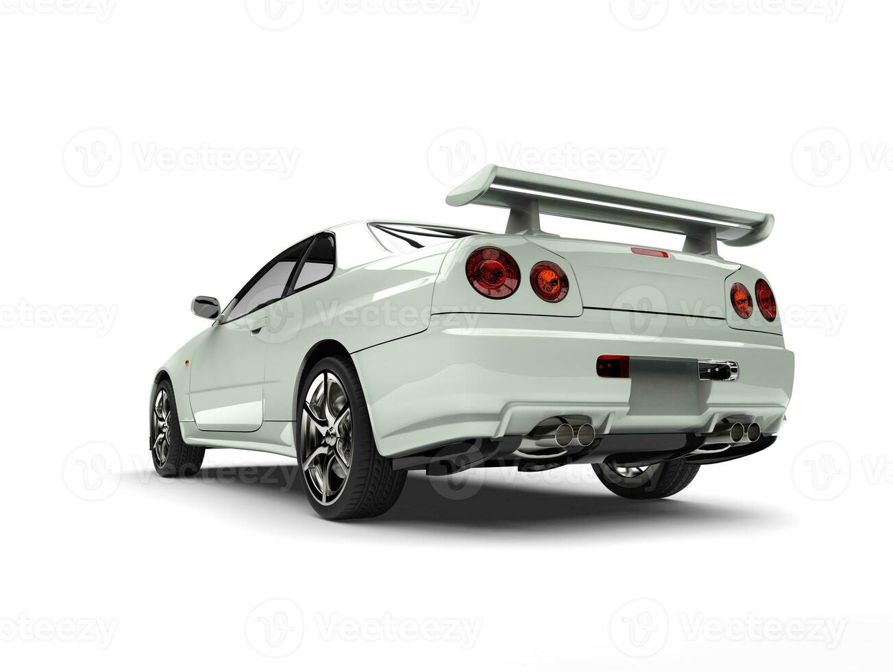 Milk white urban sports car - tail view photo