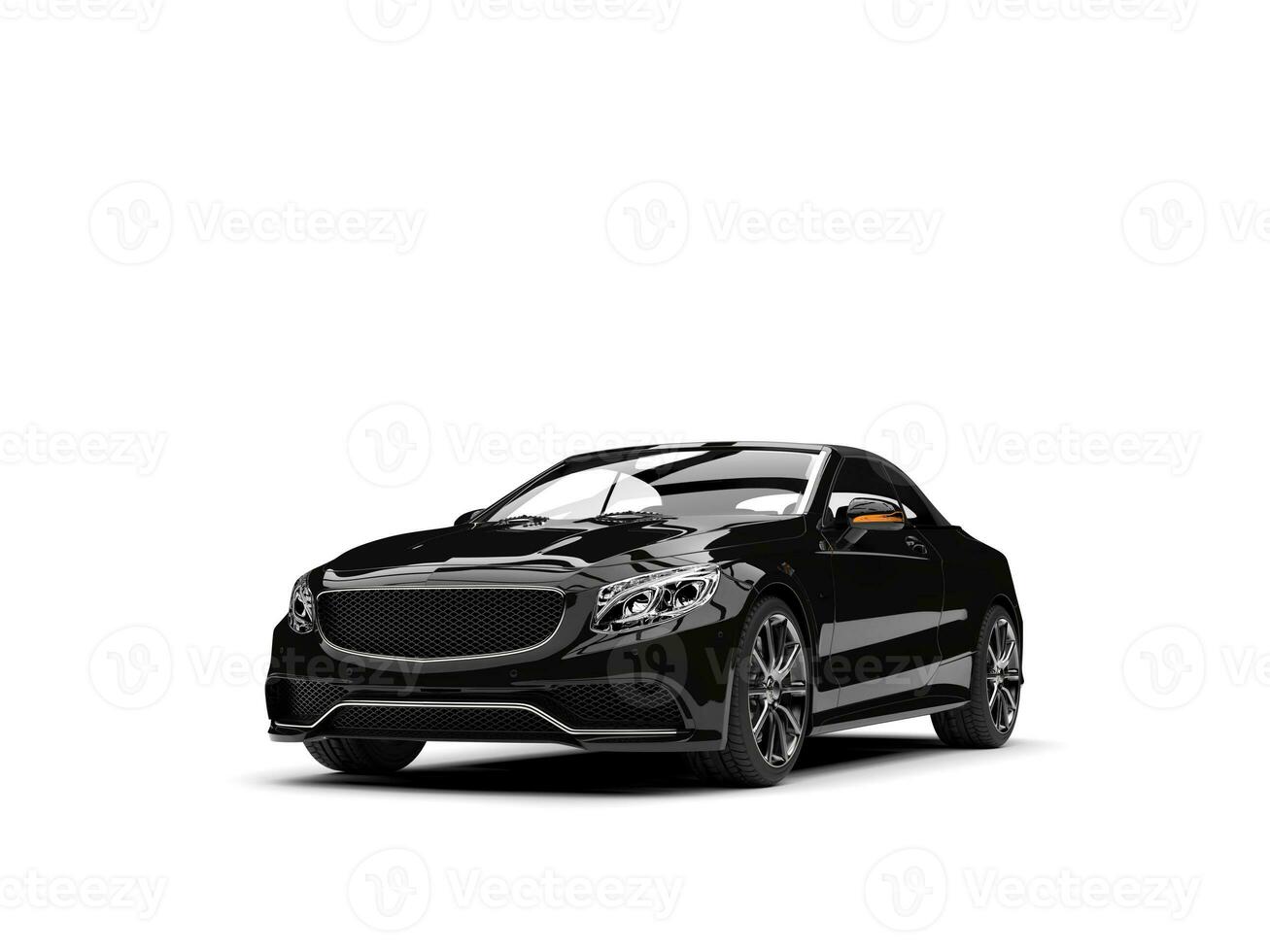 Shiny black modern luxury convertible car - beauty shot photo