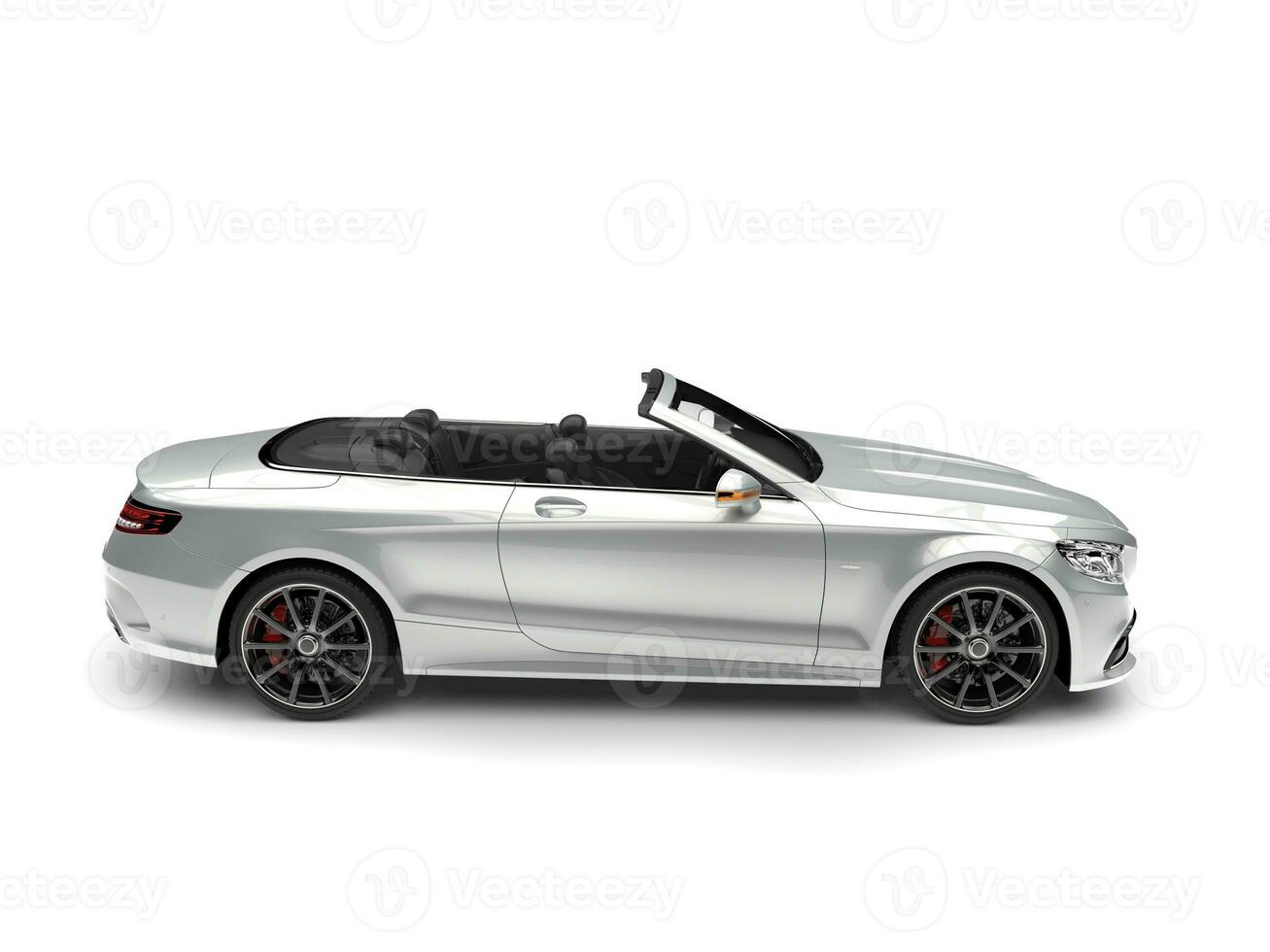 Slick silver modern luxury convertible car - side view photo