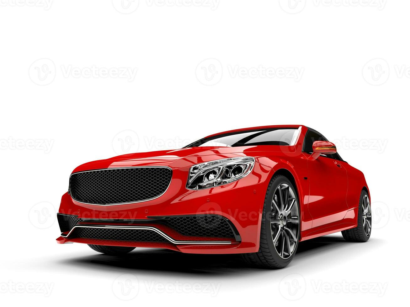 Beautiful red luxury modern convertible car - front closep shot photo