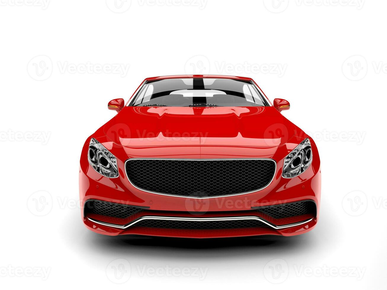 Beautiful red luxury modern convertible car - front view photo