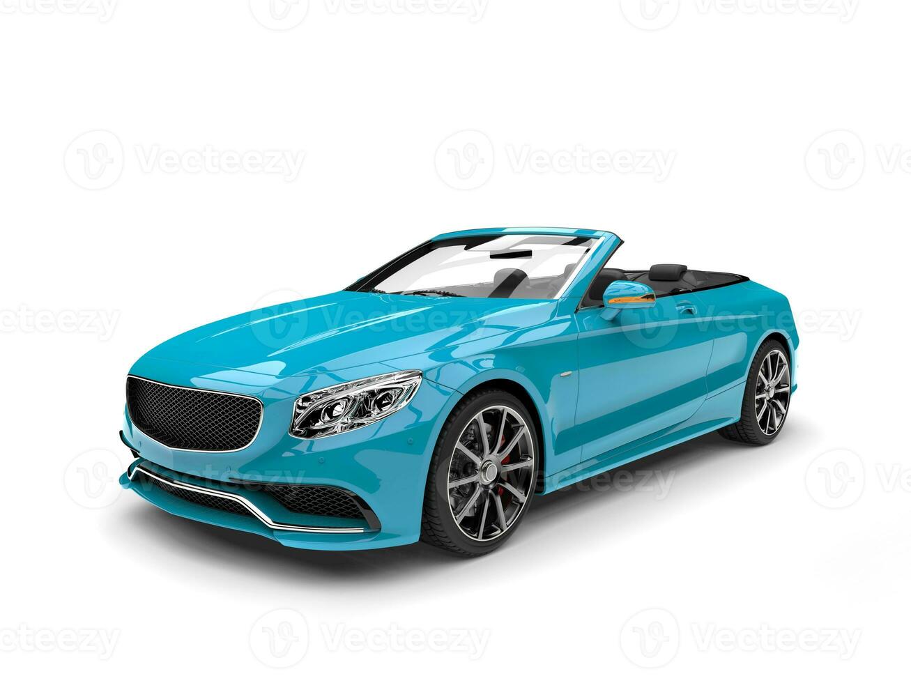 Bright cyan modern convertible luxury car photo