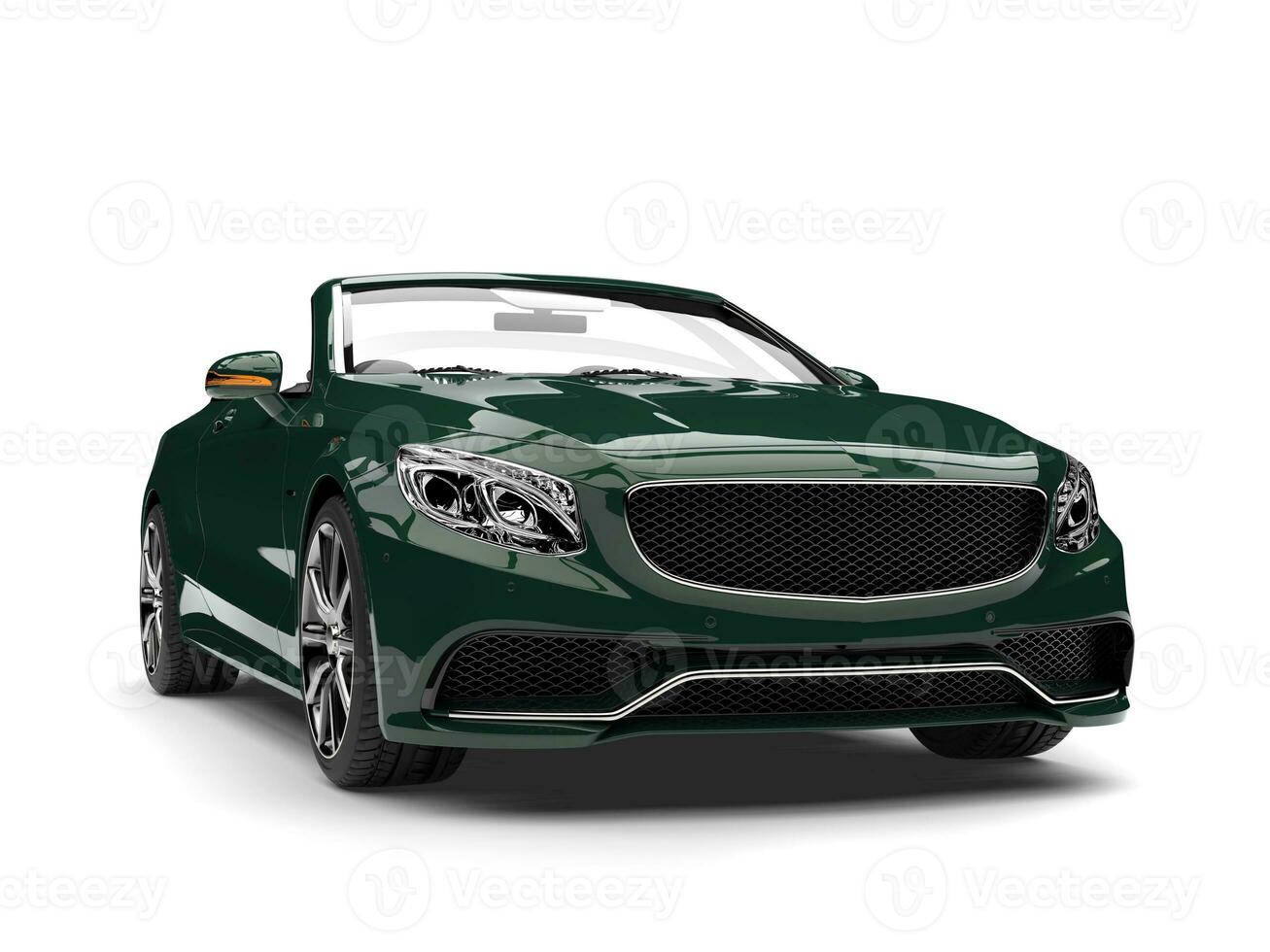 Dark green modern luxury convertible car - front view closeup shot photo