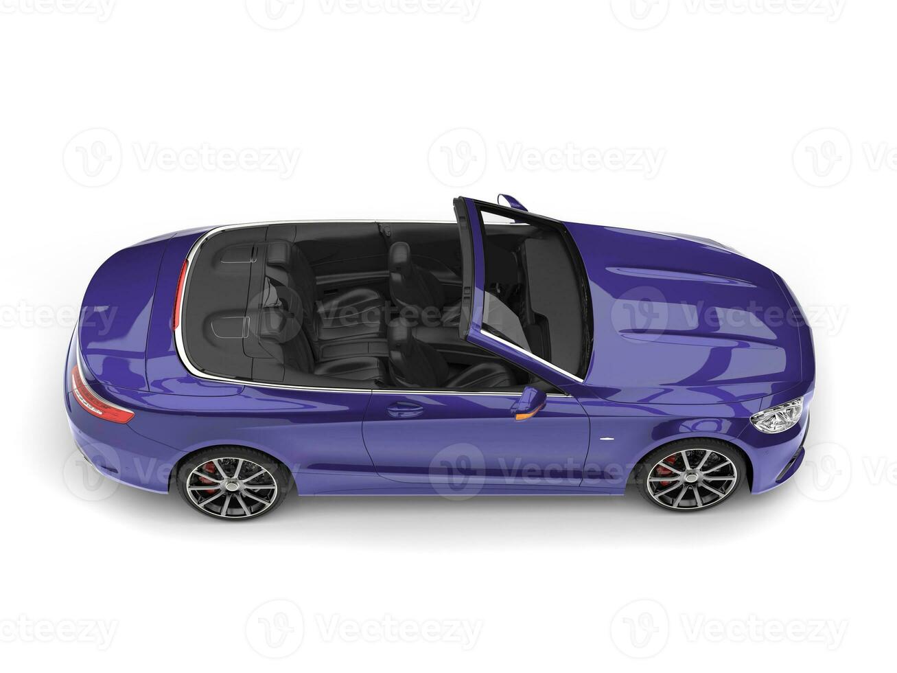 Dark violet modern luxury convertible car - top down side view photo